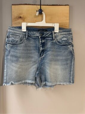 Judy Blue Faded Light Blue Frayed Hem Denim Shorts